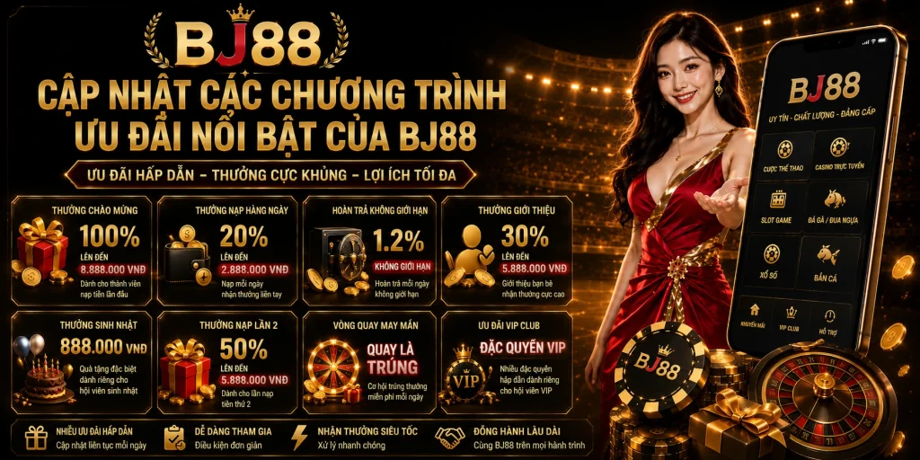 BJ88 Deik – Link Vào Bj88 Chính Thức Đá Gà Thomo 2026 8 Cập nhật các chương trình ưu đãi nổi bật của BJ88